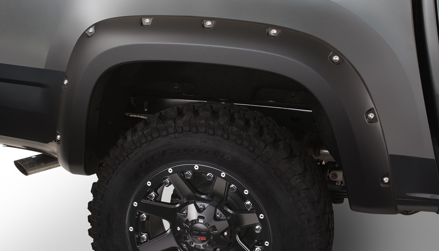 Bushwacker - 40969-02 - Fender Flare -  40969-02 Black Pocket/Rivet Style Smooth Finish 4-Piece Fender Flare Set for 2015-2020 Chevrolet Colorado w/61.7 In. Bed - P/N: 40969-02