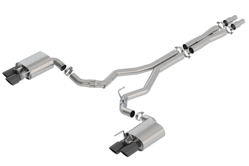 Borla ATAK Cat-Back Exhaust System with Black Chrome Tips for 2018–2023 Ford Mustang GT 5.0L V8, Part Number 140743BC