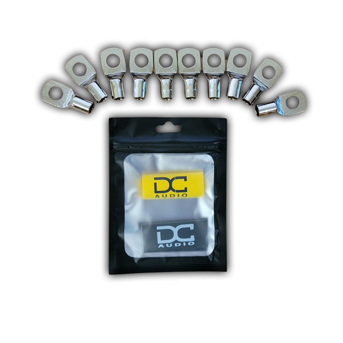 DC Audio 4AWG-10mm Holes Tinned Copper Ring Terminals w/ Heat Shrink Tubing - 10 Pack