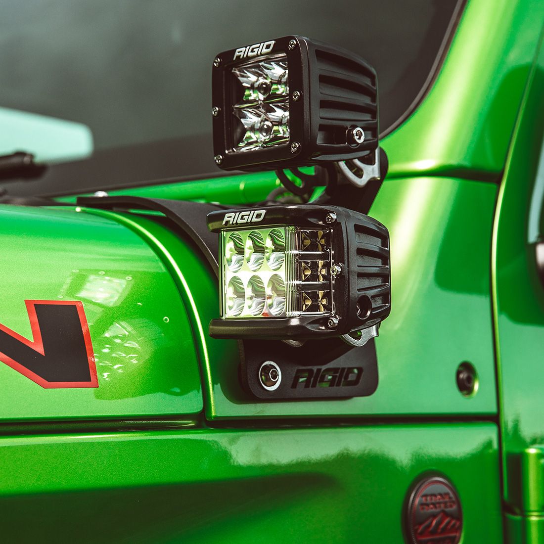 Rigid Industries - 41657 - Mounting Brackets(Lighting) - 18-Pres Jeep Wrangler JL Cowl Mount Short Standoff Kit