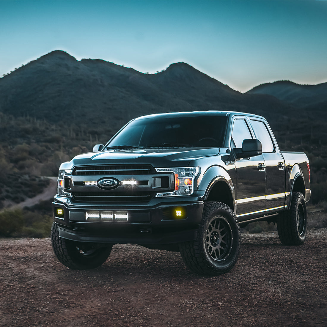 Rigid Industries - 41675 - Mounting Brackets(Lighting) - 2018+ Ford F-150 Grille Mount Fits 2 RIGID 6 Inch SR-Series LED Light Bars