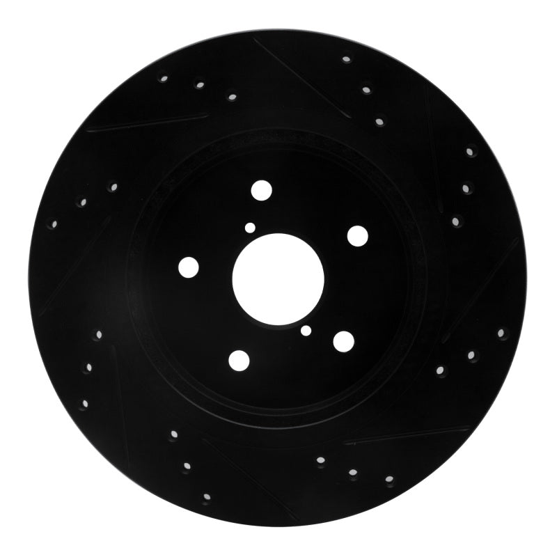R1 Concepts RNC633-13028L Rear Left Drilled and Slotted Black Brake Rotor for Subaru Legacy and Outback