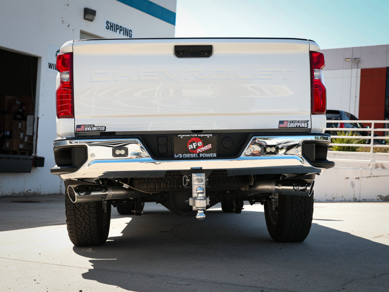 aFe Large Bore-HD 4-Inch 409 Stainless Steel DPF-Back Exhaust System with Polished Tips for 2020-2026 GM Diesel Trucks 6.6L L5P | 49-44126-P