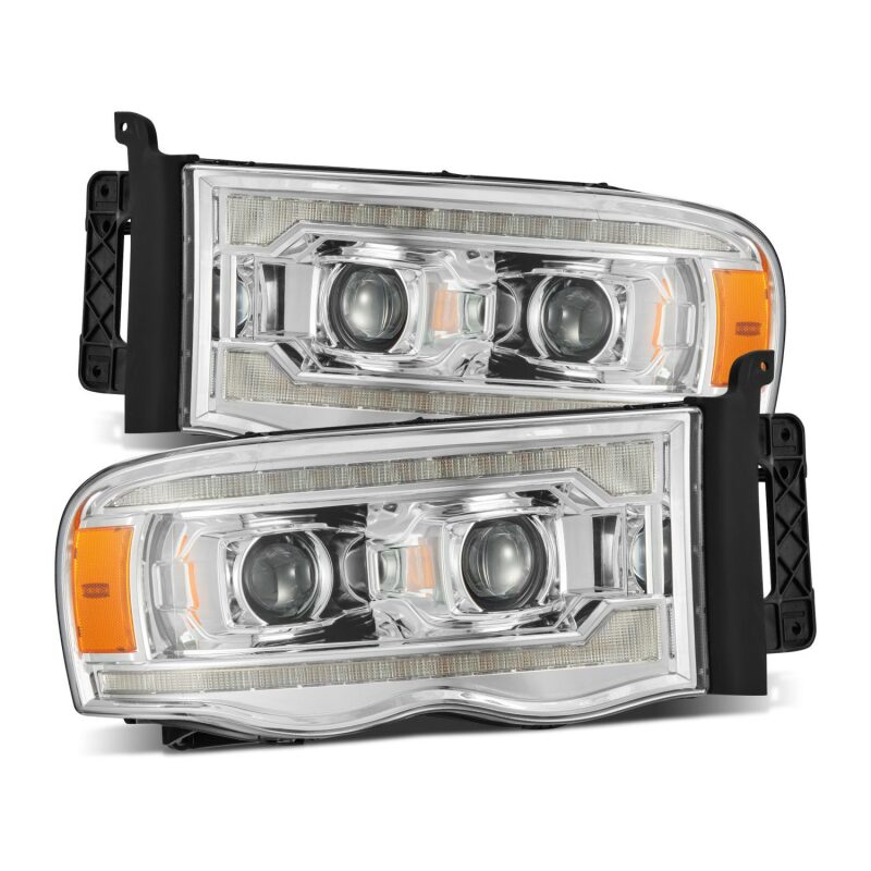 AlphaRex LUXX LED Projector Headlights for 2002-2005 Dodge Ram 1500, Plank Style Chrome - ARX880568