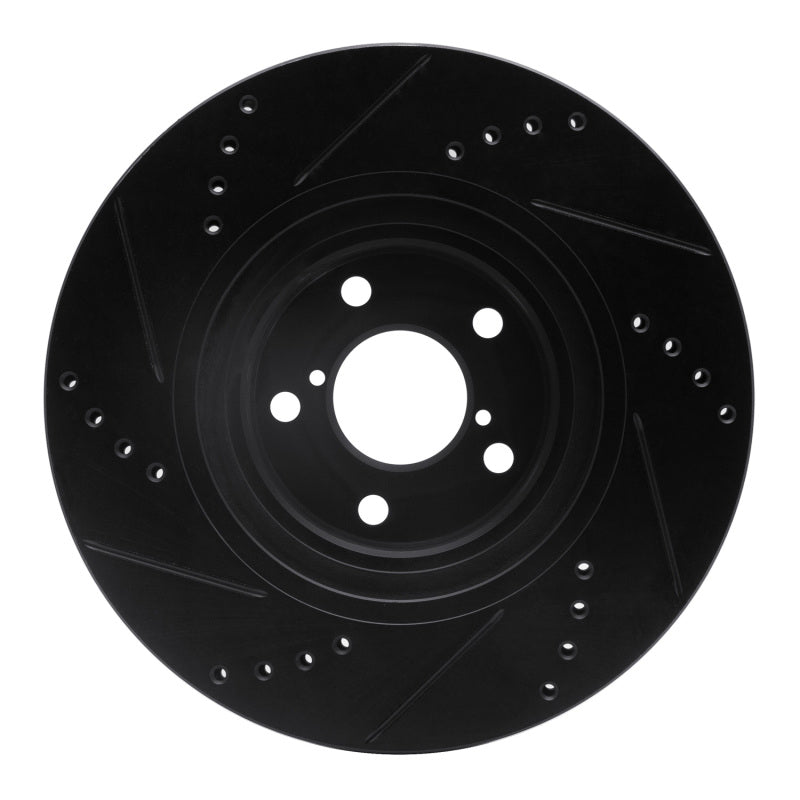 R1 Concepts RNC633-13034R Front Right Drilled and Slotted Black Brake Rotor for Subaru and Scion Applications