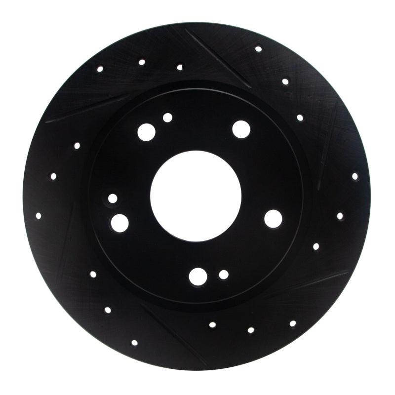 R1 Concepts RNC633-59059R Rear Right Drilled and Slotted Black Brake Rotor for 2016–2025 Honda Civic Hatchback