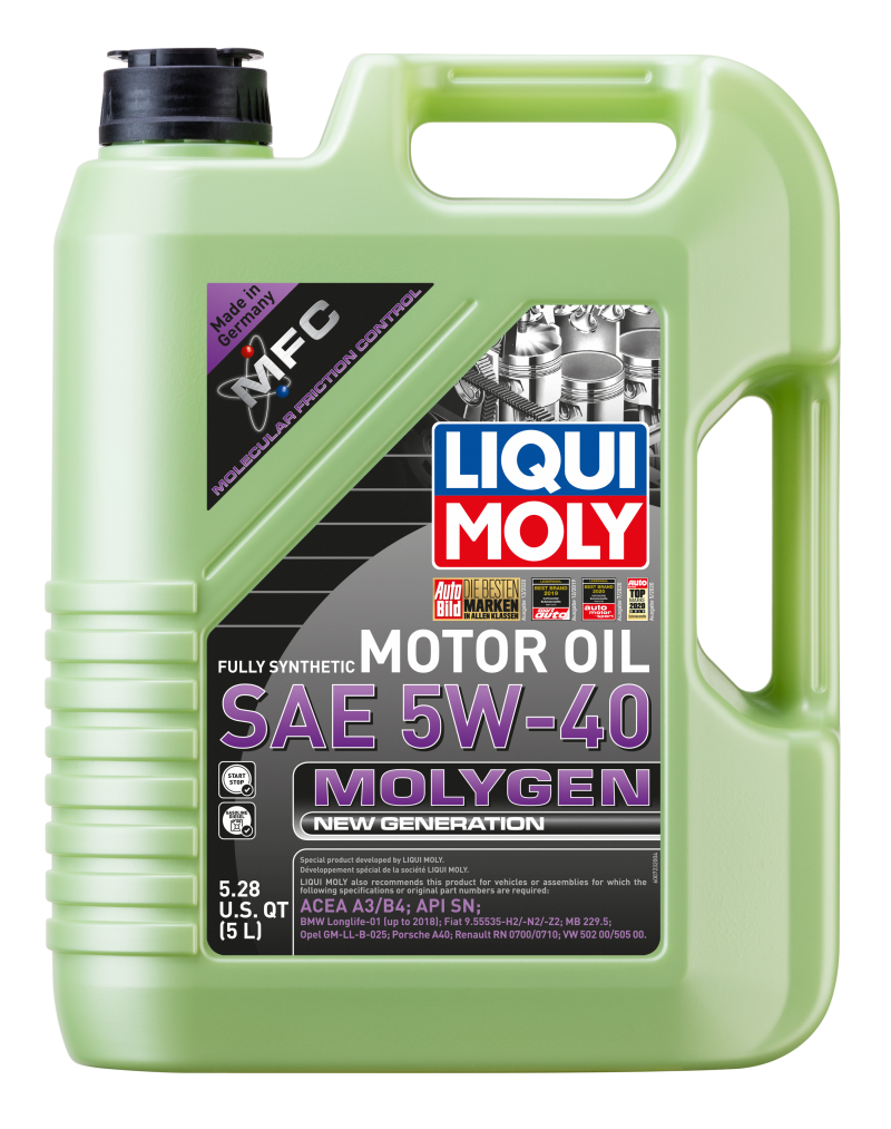 LIQUI MOLY 5L Molygen New Generation Motor Oil 5W40 - Case of 4