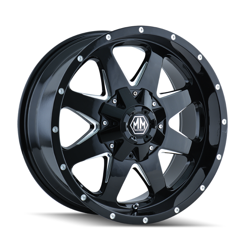 Mayhem 8040 Tank 20x9 / 8x165.1 BP / 18mm Offset / 130.8mm Hub Black w/ Milled Spokes Wheel