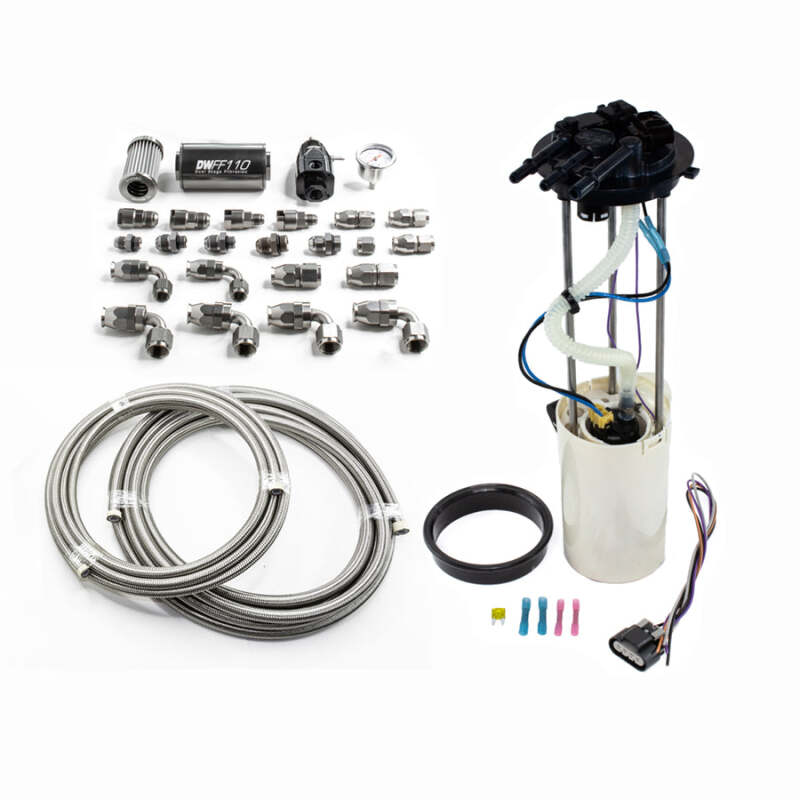 DeatschWerks DWK9-401-603-7011 DW400 Pump Module and Return Kit with Stainless PTFE Lines for 1999-2004 Chevy Silverado and GMC Sierra V8
