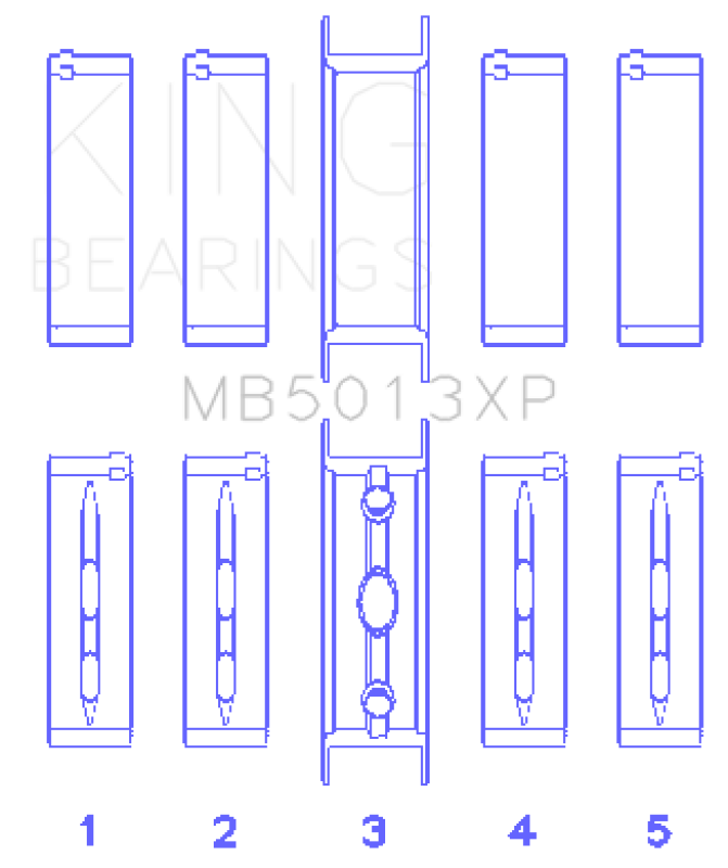 King Engine Bearings MB5013XPSTDX Performance Main Bearing Set for Chevy LS1, LS6 and LS3 - STDX Size