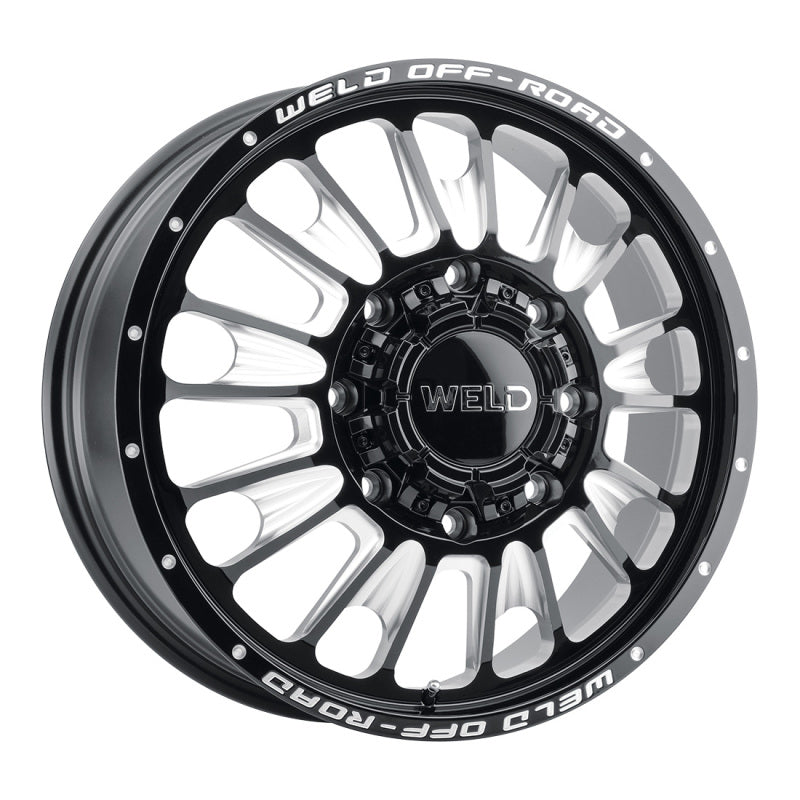 Weld W121 20X8.25 Scorch Front 8X200 ET108 BS8.90 Gloss Black MIL 142.2