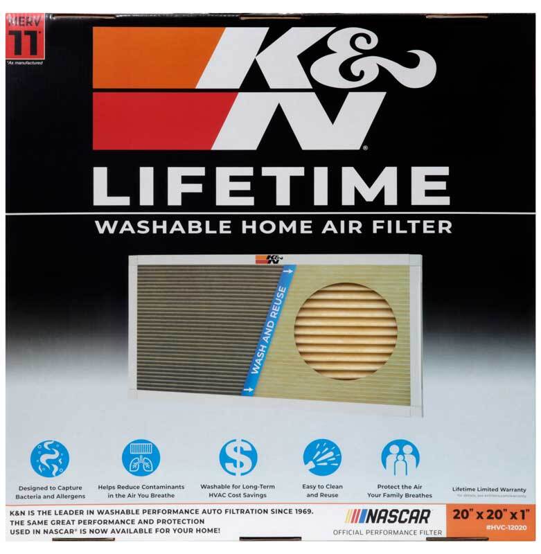 K&N Engineering HVC-12020 Washable and Reusable HVAC Air Filter, 20 x 20 x 1 Inch