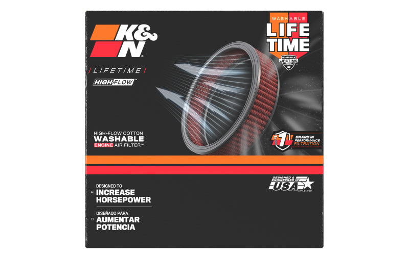 K&N Engineering 56-9095 Universal Round Custom Air Filter for 1.625-Inch Carburetor Flange