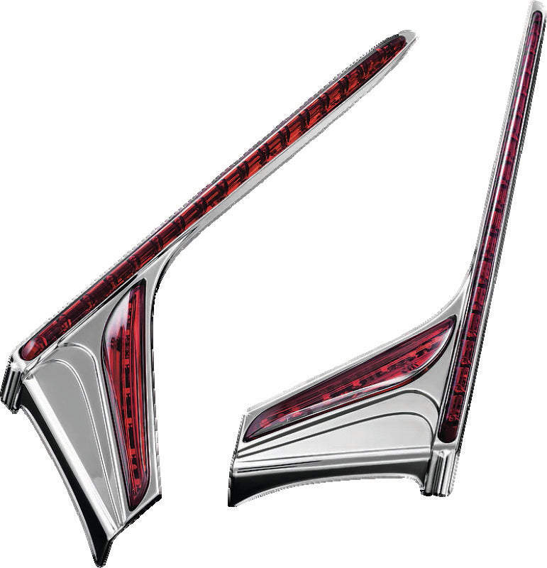 Kuryakyn 3237 L.E.D. Vertical Rear Light Strips for 2012–2017 Honda Gold Wing, Chrome with Red Lens