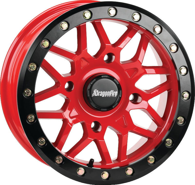 DragonFire Racing DFR Typhon Wheel 15x7, 4x156 Bolt Pattern, 5+2 Offset, Machined Red