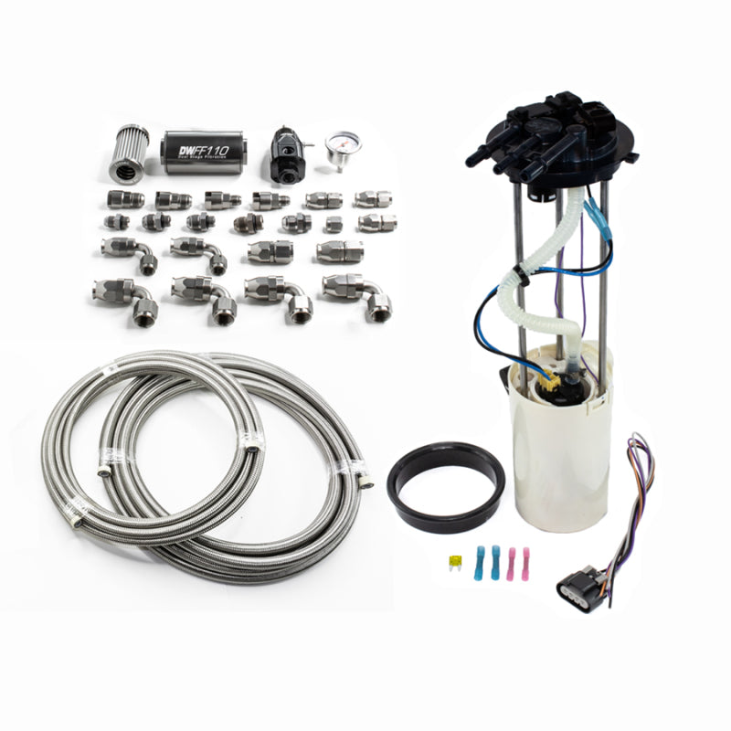 DeatschWerks DWK9-401-603-7011 DW400 Pump Module and Return Kit with Stainless PTFE Lines for 1999-2004 Chevy Silverado and GMC Sierra V8