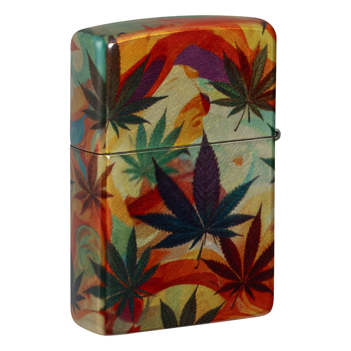 Zippo Psychedelic Leaves Windproof Lighter, 540 Fusion Tumbled Chrome