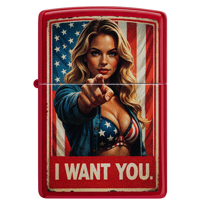 Zippo I Want You Color Image Windproof Lighter, Candy Apple Red, Part Number 47273
