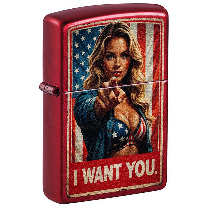 Zippo I Want You Color Image Windproof Lighter, Candy Apple Red, Part Number 47273