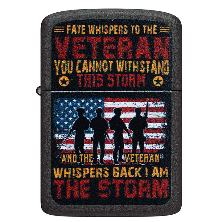 Zippo 1941 Replica Veteran Color Image Windproof Lighter, Black Crackle