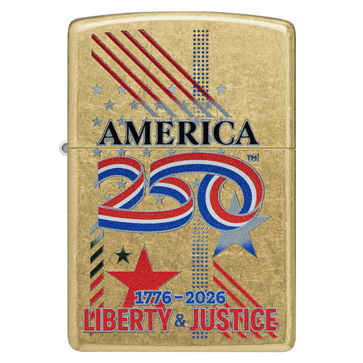 Zippo America Liberty & Justice Windproof Lighter, Street Brass