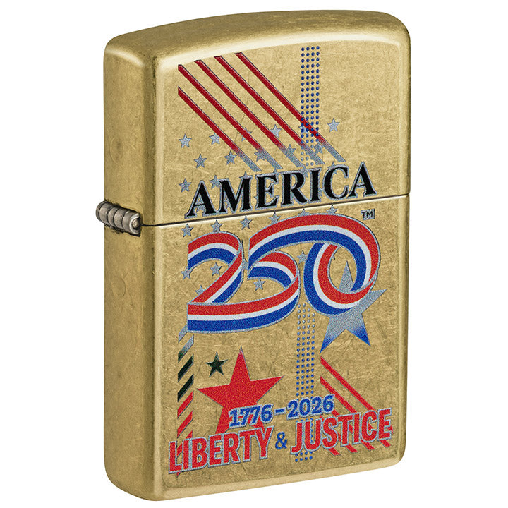 Zippo America Liberty & Justice Windproof Lighter, Street Brass