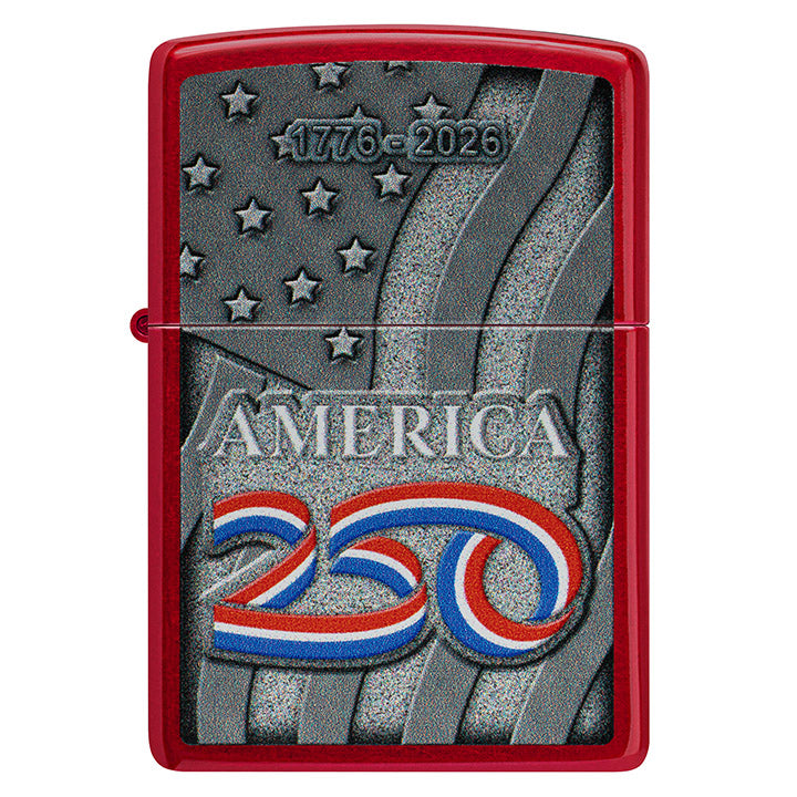 Zippo America 250 Color Image Windproof Lighter, Candy Apple Red