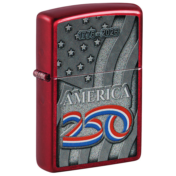 Zippo America 250 Color Image Windproof Lighter, Candy Apple Red