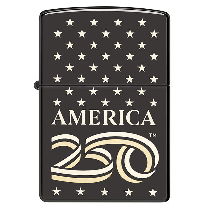 Zippo America250 Laser Two-Tone High-Polish Black Windproof Lighter