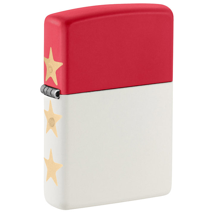 Zippo America Windproof Lighter, Red and White Matte with Blue Insert