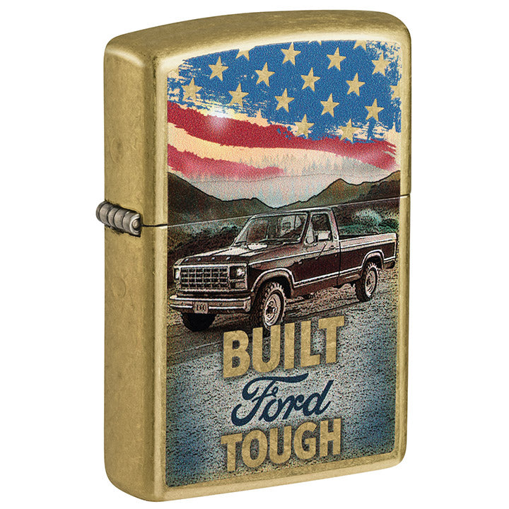 Zippo Ford Built Tough Windproof Lighter, Street Brass Color Image