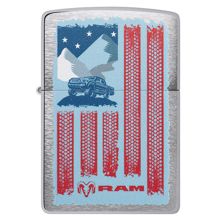Zippo Ram Color Image Windproof Lighter, Brushed Chrome