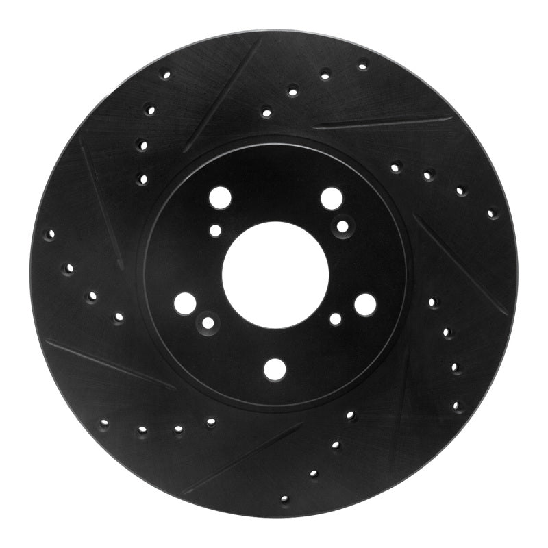 R1 Concepts RNC633-59043L Front Left Drilled and Slotted Black Brake Rotor for Acura