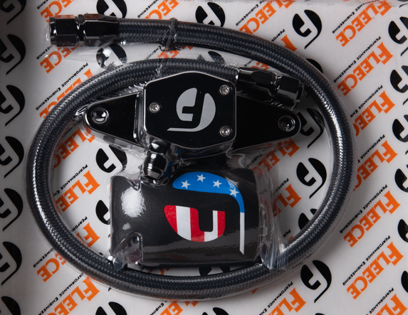 Fleece Performance fpeFPE-CLNTBYPS-CUMMINS-12V-SS - 1994-1998 12V Coolant Bypass Kit with Stainless Steel Braided Line