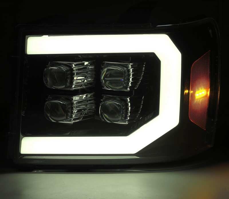 AlphaRex NOVA LED Projector Headlights for 2007–2014 GMC Sierra 2500HD, Plank Style, Matte Black – ARX880607