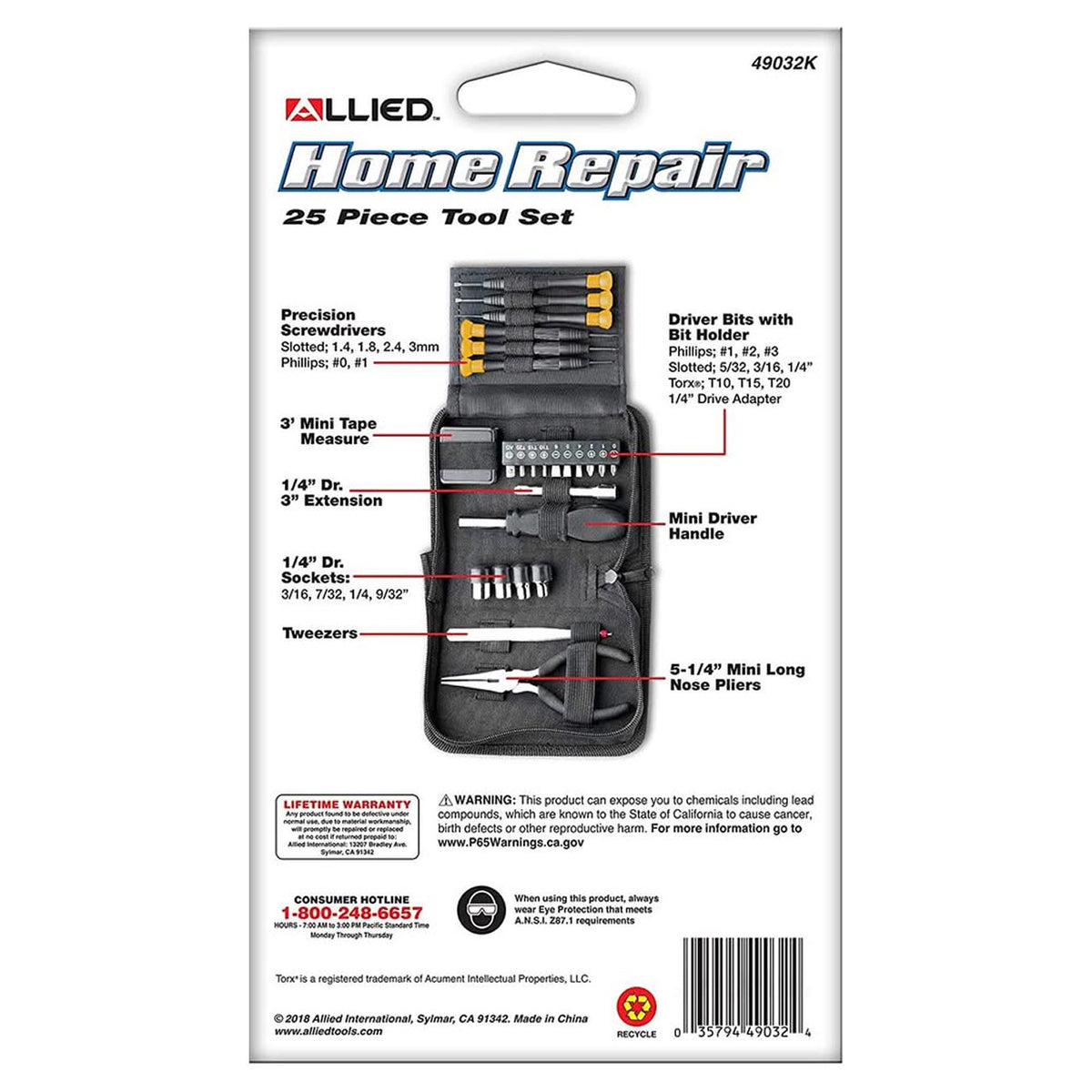 Allied Home Repair 25-Piece Mini SAE Tool Set with Zipper Pouch