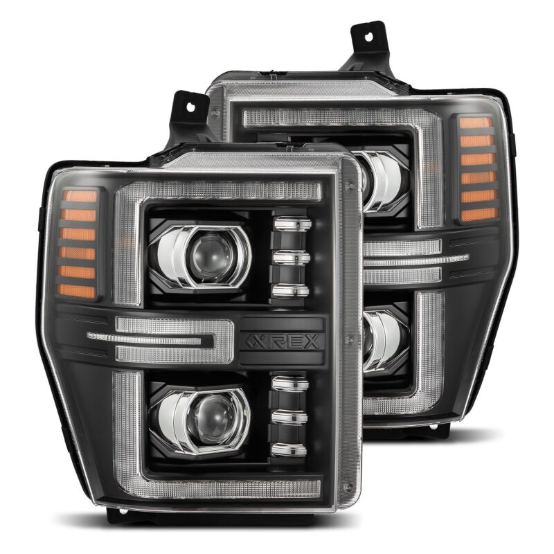 AlphaRex LUXX-Series LED Projector Headlights for 2008-2010 Ford F-250–F-550 Super Duty, Black Housing, ARX880312