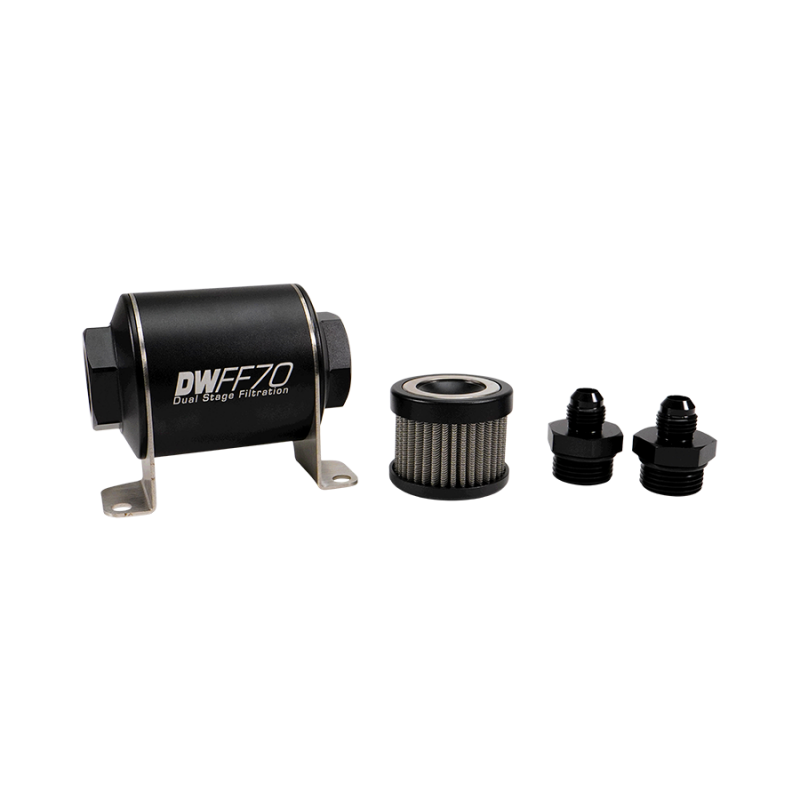 DeatschWerks DWK8-03-070-010K-6 Stainless Steel 6AN 10-Micron Inline Fuel Filter Housing Kit