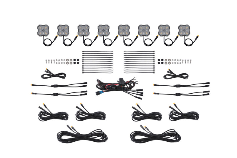 Diode Dynamics Stage Series LED Rock Light Kit - Amber/White, 8-Pack