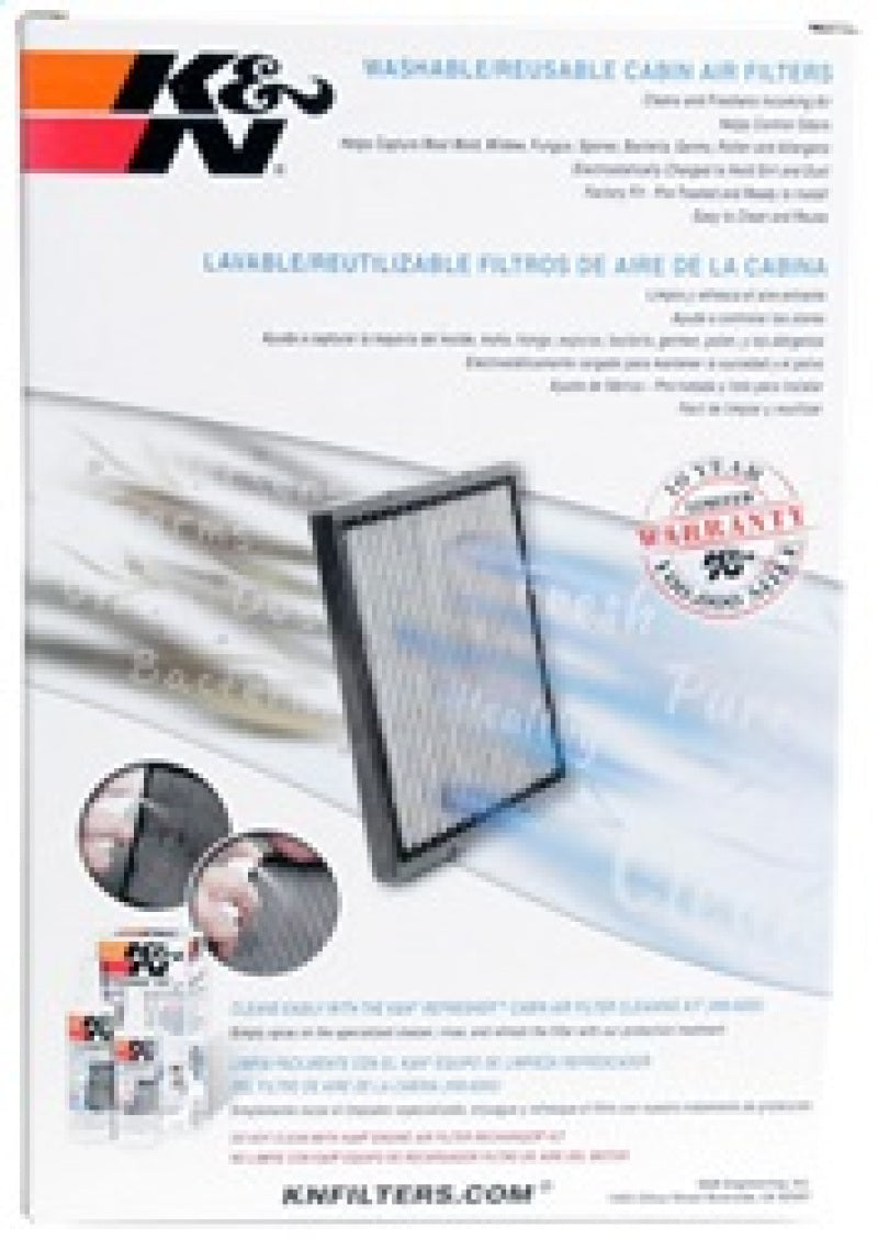 K&N VF1002 Washable Cabin Air Filter for 2007-2014 Nissan Titan 5.6L V8