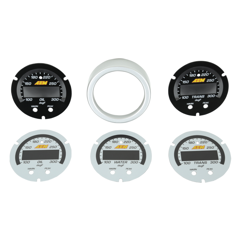 AEM X-Series Temperature Gauge Accessory Kit, 100-300°F / 40-150°C, Silver Bezel, Part AEM-30-0302-ACC