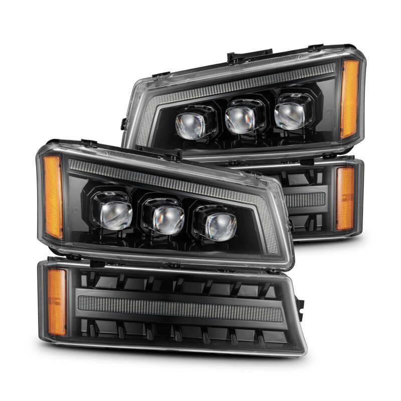 AlphaRex NOVA-Series Alpha-Black LED Projector Headlights for 2003-2006 Chevy Silverado and Avalanche, ARX880254