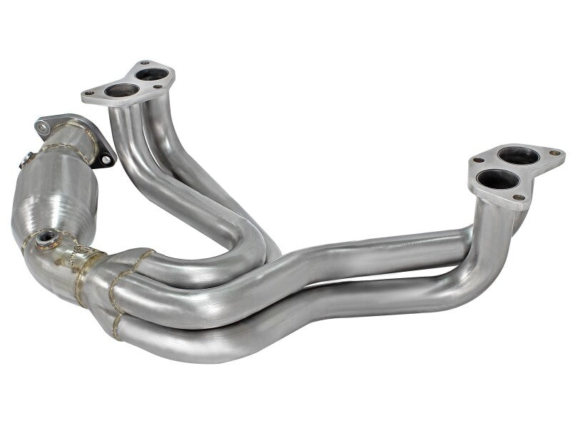 aFe Twisted Steel 304 Stainless Steel Long Tube Header with High-Flow Catalytic Converter, 48-36005-1HC