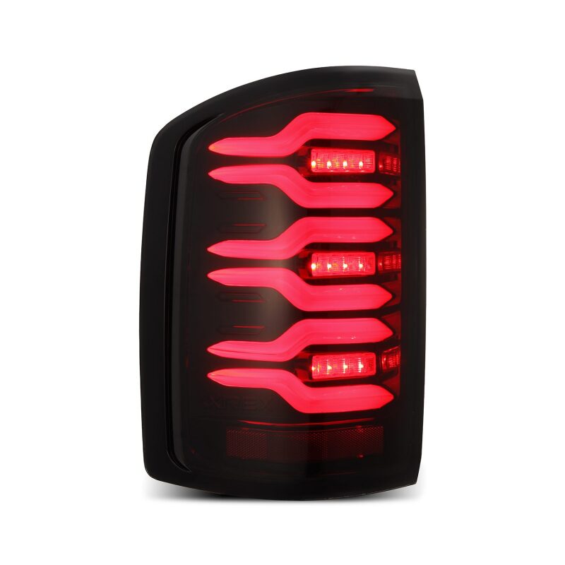 AlphaRex LUXX-Series LED Tail Lights for 2014-2018 GMC Sierra 1500, 2500HD and 3500HD, Black/Red with Active Light Sequence Signal - ARX630050