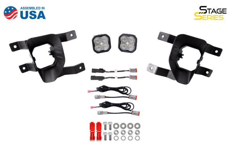 Diode Dynamics SS3 Sport Type SV1 Fog Light Bracket Kit with Amber Backlight, Yellow SAE Fog