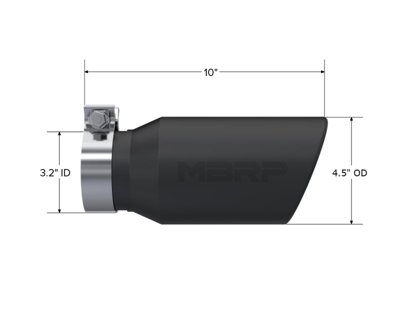 MBRP T5196BLK Armor Black Universal Exhaust Tip, 4.5-Inch Outlet, 3.2-Inch Inlet, 10-Inch Length