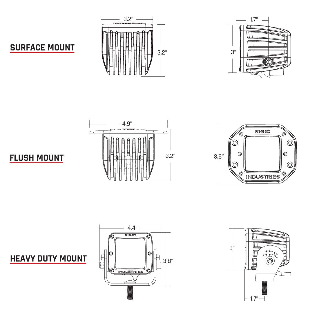 Rigid Industries - 502313 - Auxiliary Light - Driving Surface Mount Pair D-Series Pro