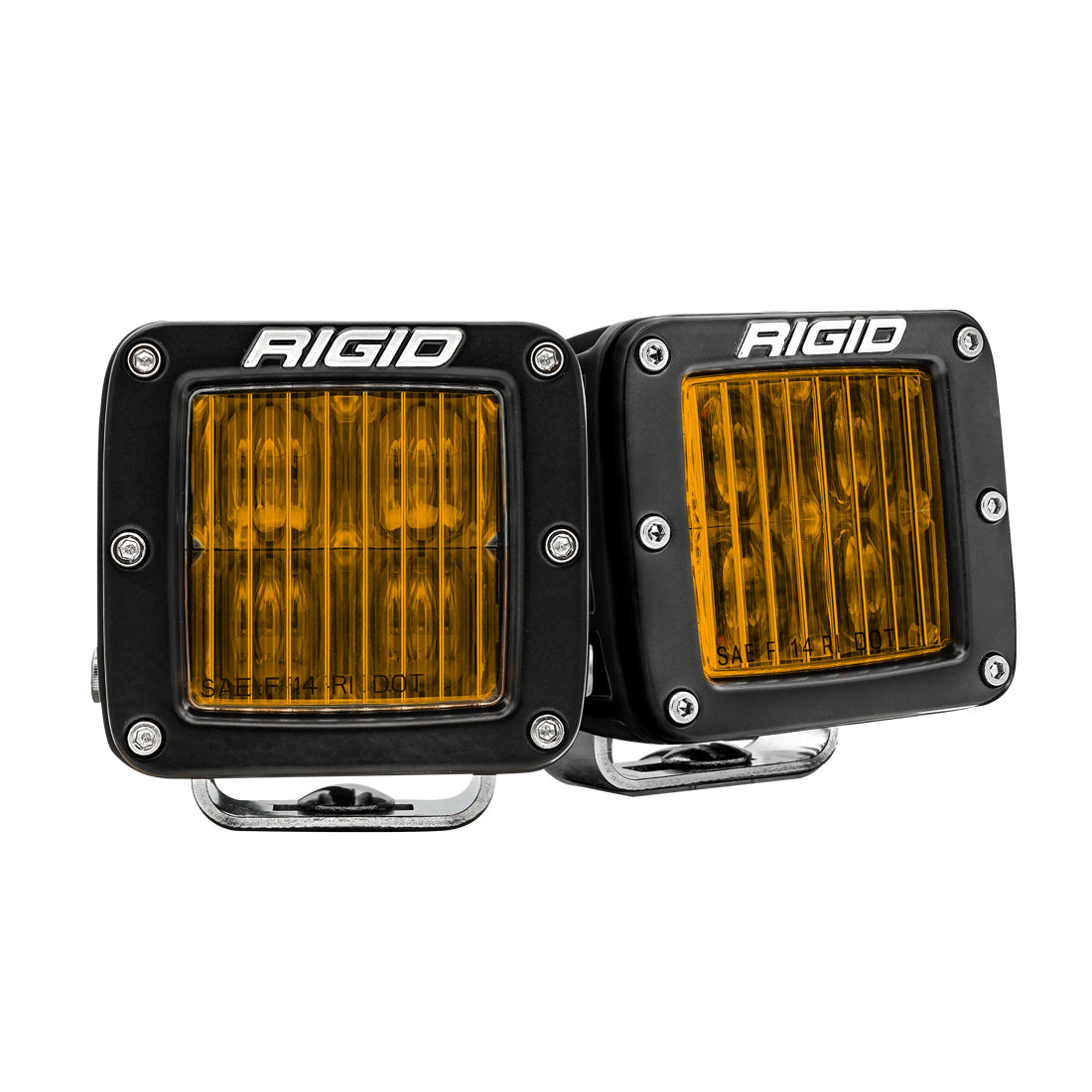 Rigid Industries - 504816 - Fog Lights - SAE J583 Compliant Selective Yellow Fog Light Pair D-Series Pro Street Legal Surface Mount