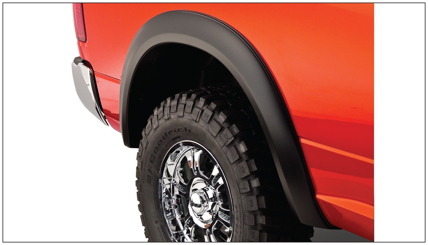 Bushwacker - 50904-02 - Fender Flare -  50904-02 Black Extend-A-Fender Style Smooth Finish 4-Piece Fender Flare Set for 2002-2008 Dodge Ram 1500; 2002-2009 Ram 2500, 3500; Fits 78/96 In. Bed - P/N: 50904-02