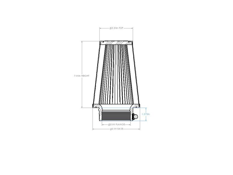 aFe POWER Universal Clamp-On Air Filter with D2 Dura-Dry Media, Part Number 21-30003V